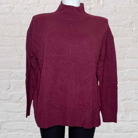 Karen Scott Plus red speckle mock neck sweater NWT 1X - Picture 2 of 6